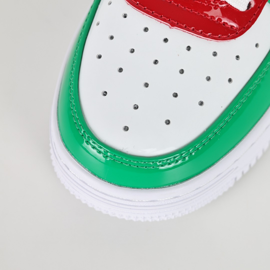 BAPE STA Patent Leather Low Sneakers Red Green White