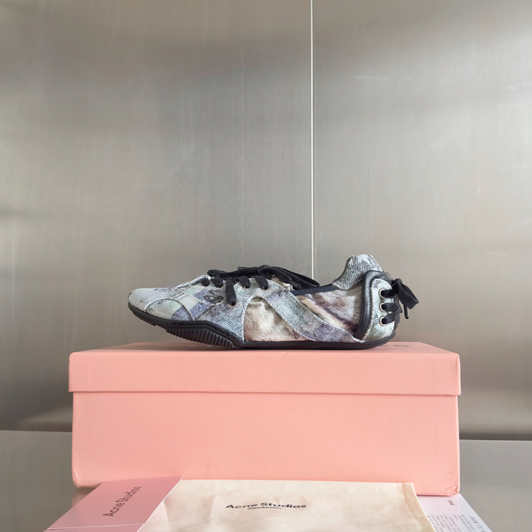 Acne Studios Denim Lace-Up Ballet Flats Multicolor