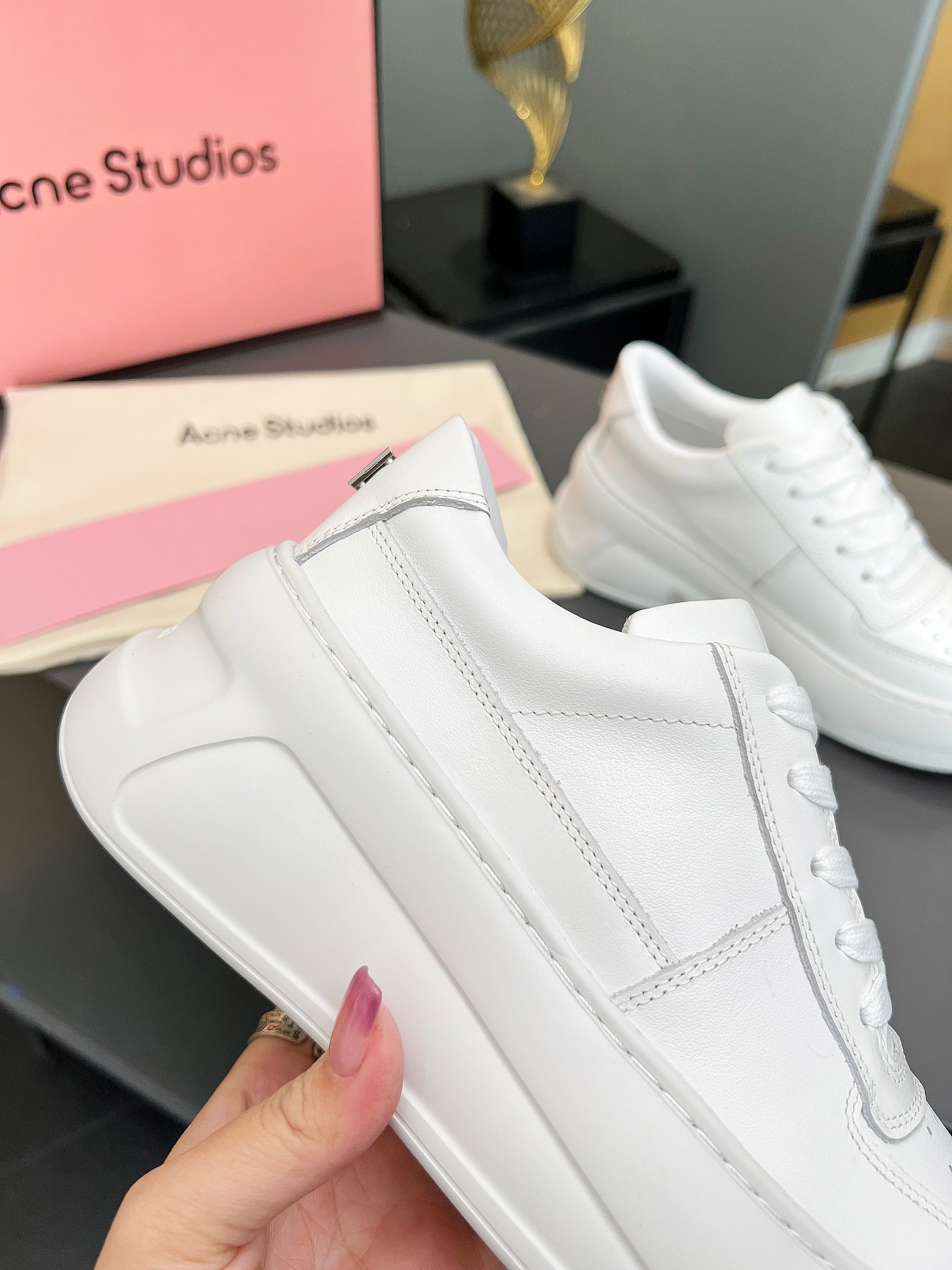 Acne Studios Platform Velcro Sneakers White