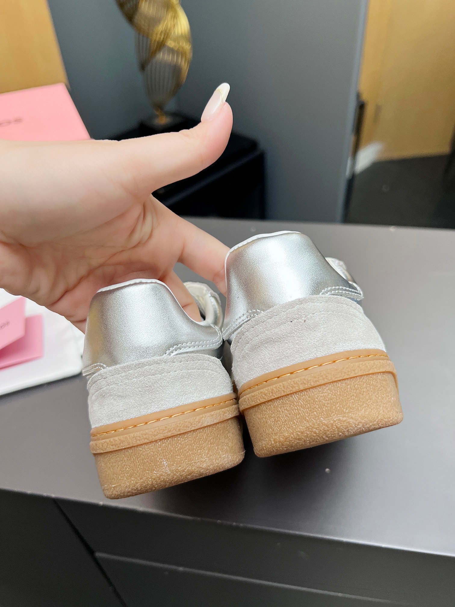 Acne Studios Lace-Up Smile Sneakers Silver