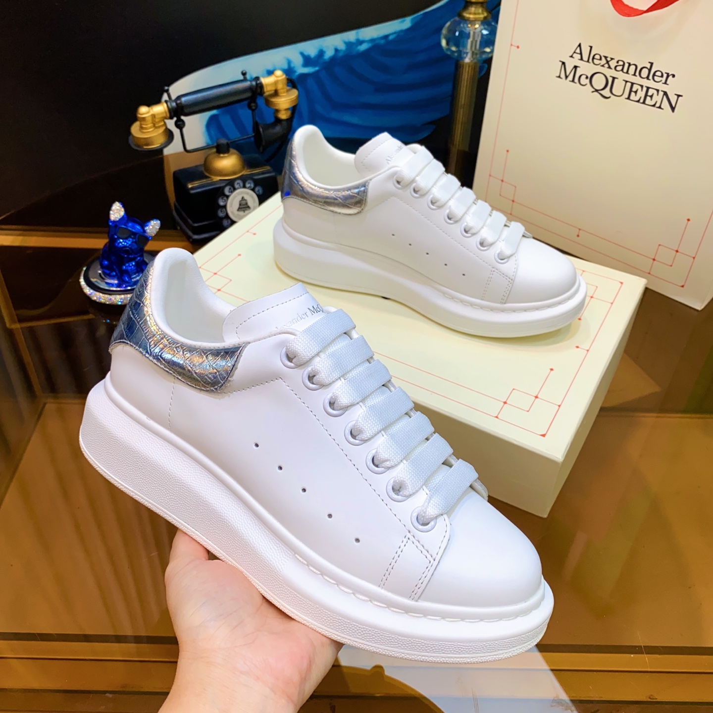 Alexander McQueen Oversized Sneakers White/Silver