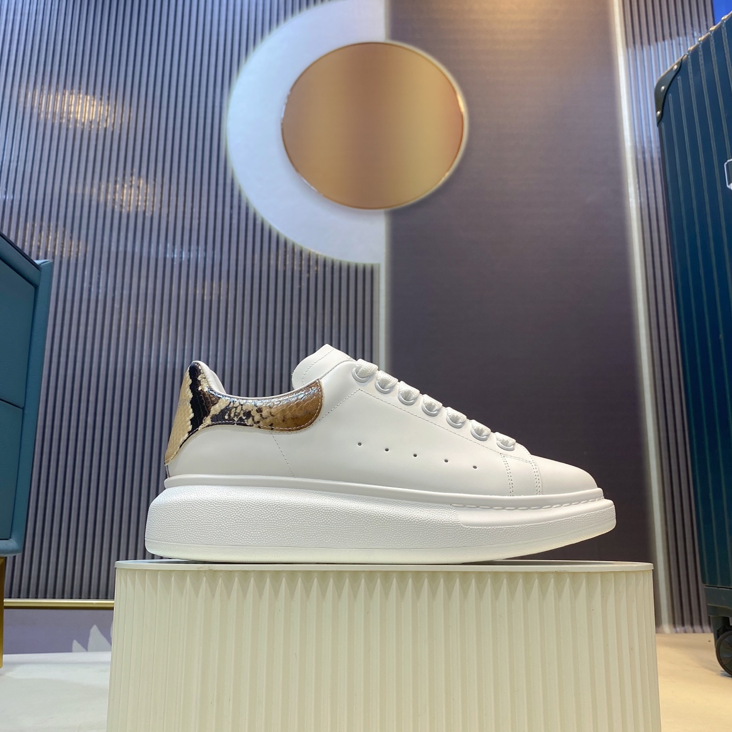 Alexander McQueen Oversized Sneaker White Snakeskin