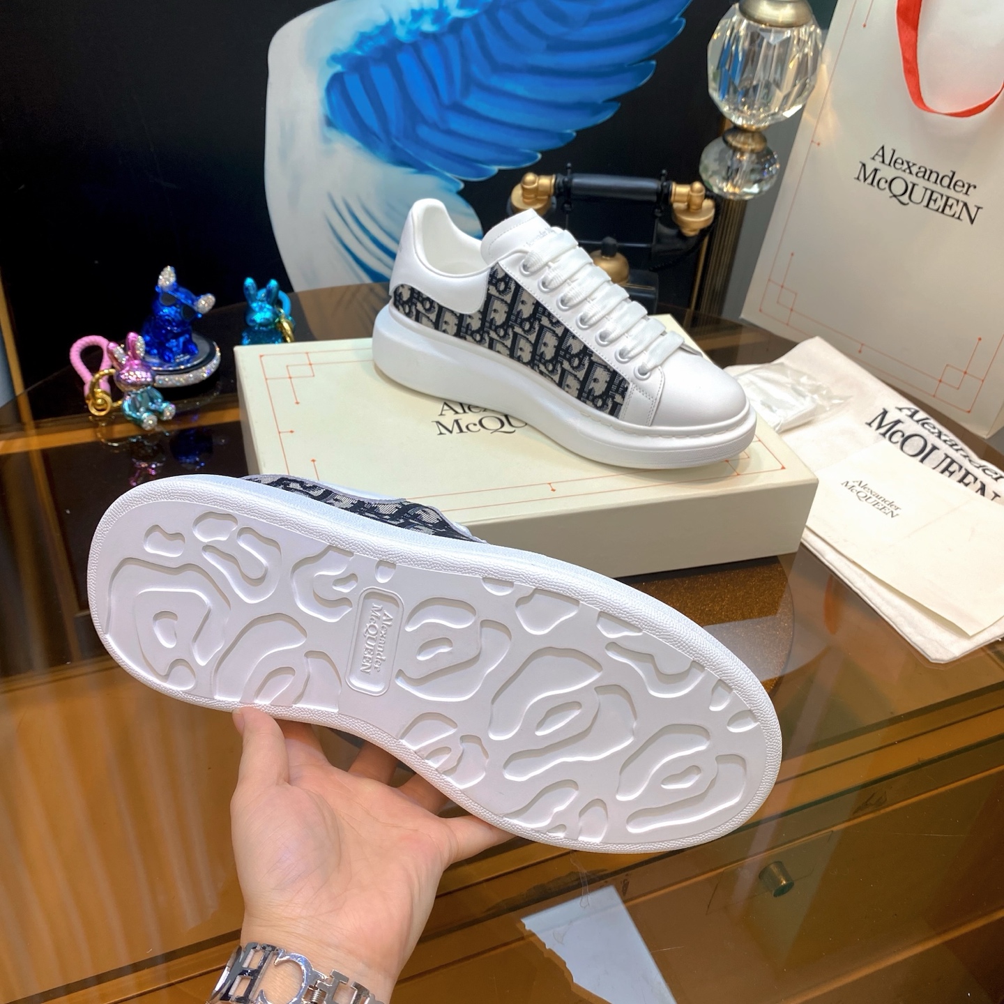 Alexander McQueen Logo Panel Sneakers White/Navy