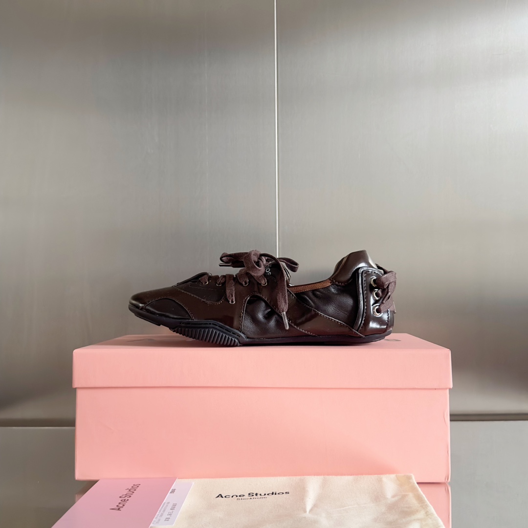 Acne Studios Lace-Up Ballet Shoes Brown
