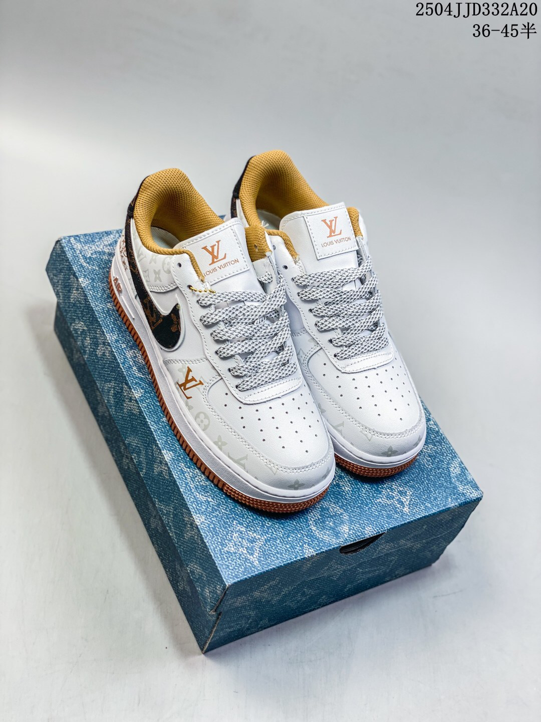 Nike Air Force 1 '07 Low Monogram Sneakers White/Brown