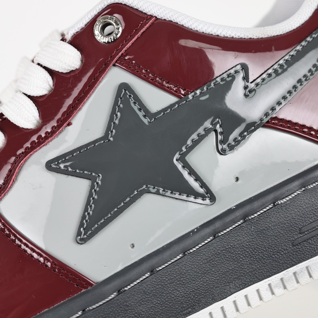 Bape BAPE STA Patent Leather Sneakers Burgundy