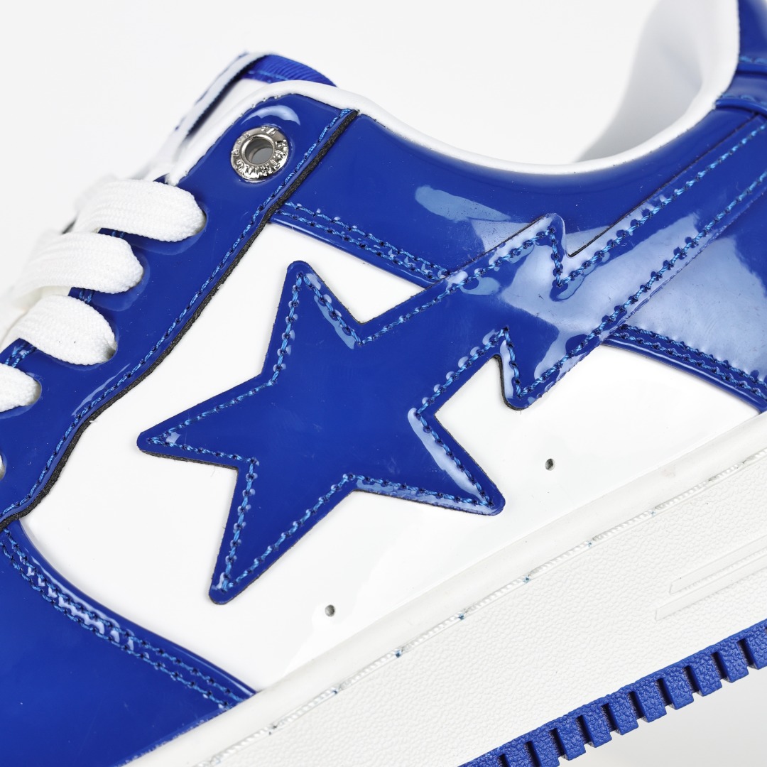 A Bathing Ape BAPE STA Low Patent Sneakers Blue/White