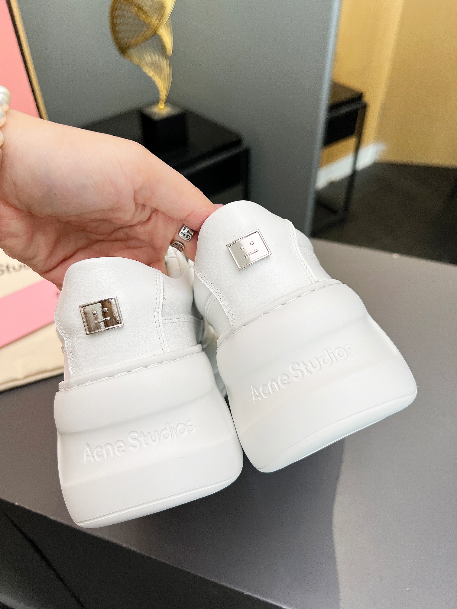 Acne Studios Platform Velcro Sneakers White