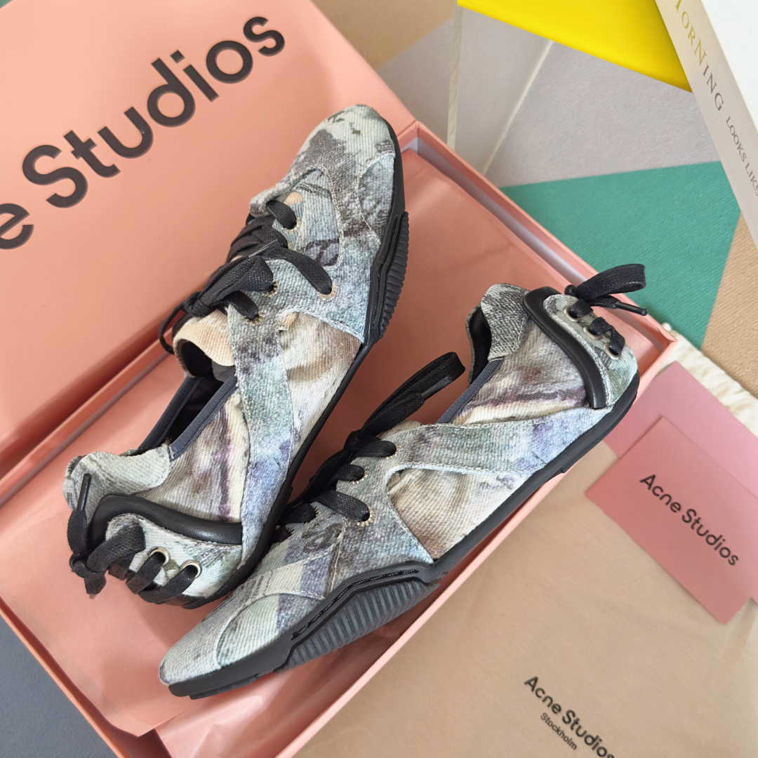 Acne Studios Denim Lace-Up Ballet Flats Multicolor