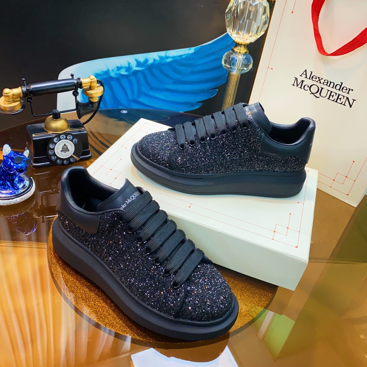 Alexander McQueen Glitter Sneakers Black