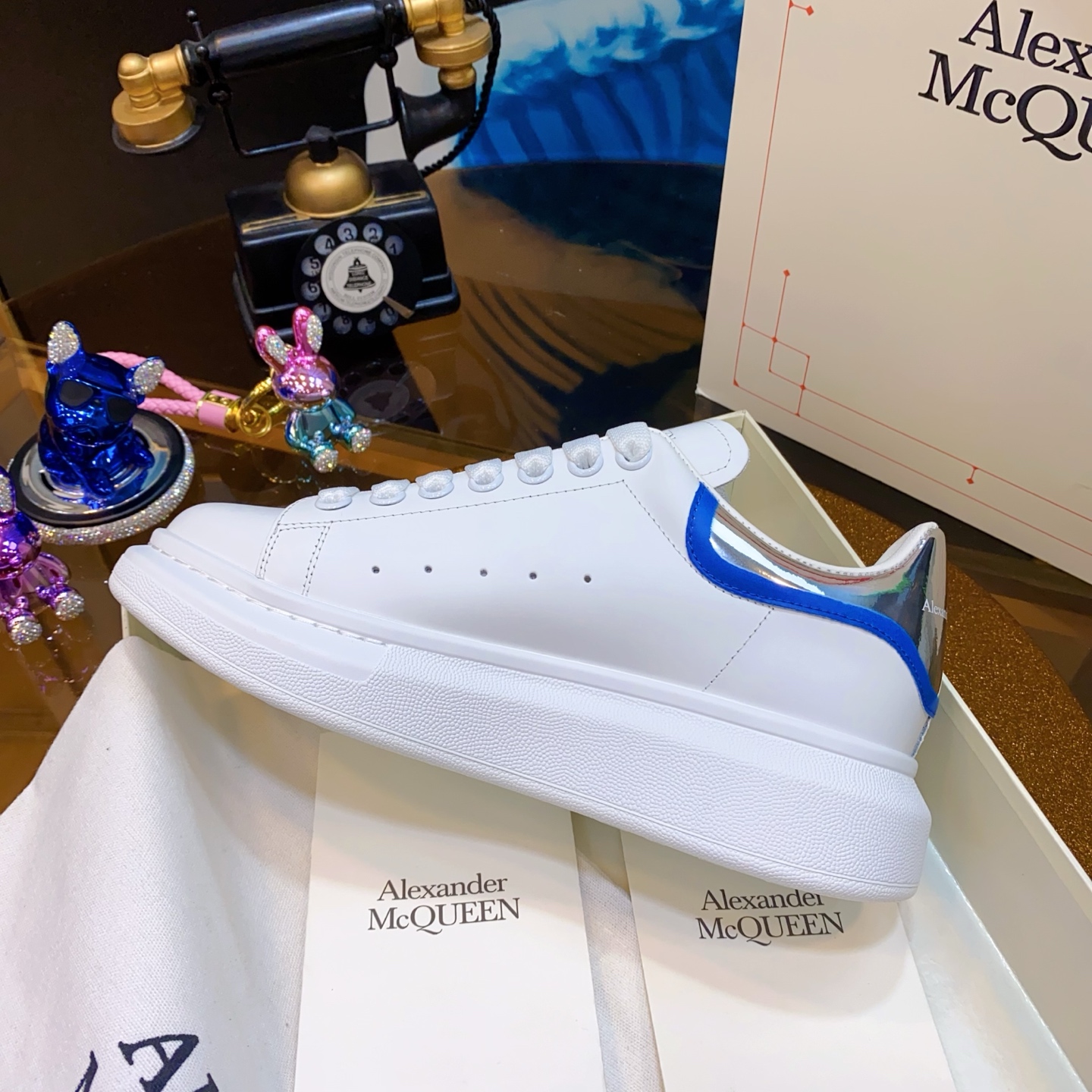 Alexander McQueen Oversized Sneakers White/Blue/Silver
