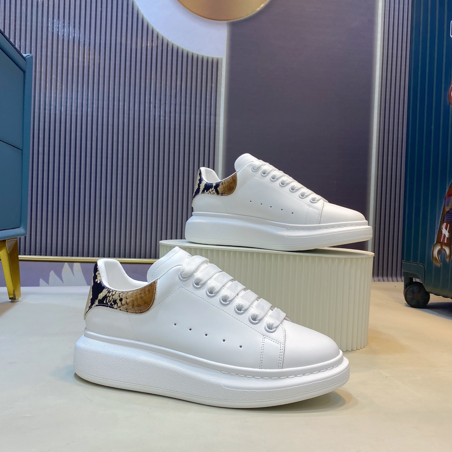 Alexander McQueen Oversized Sneaker White Snakeskin