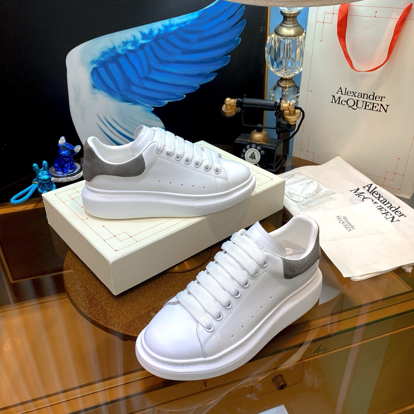 Alexander McQueen Oversized Sneakers White Grey