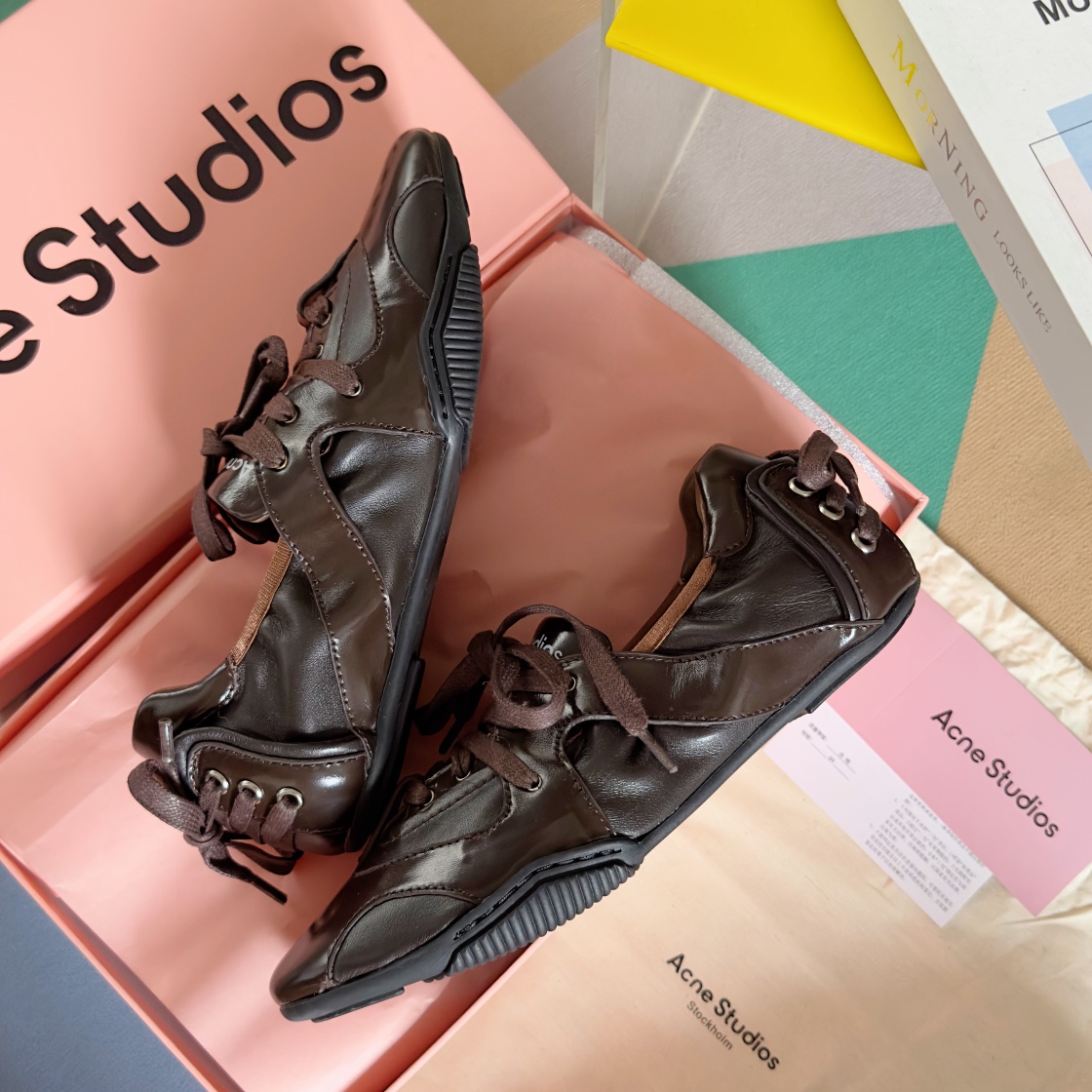 Acne Studios Lace-Up Ballet Shoes Brown