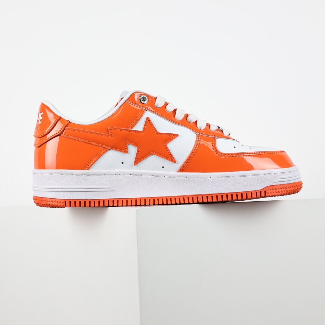 BAPE STA Patent Leather Sneakers Orange