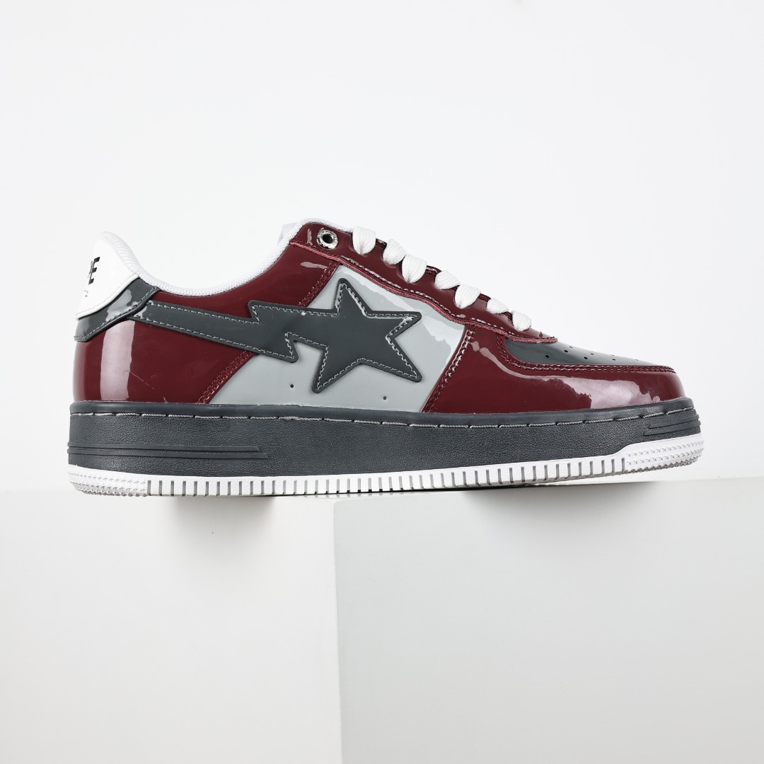 Bape BAPE STA Patent Leather Sneakers Burgundy