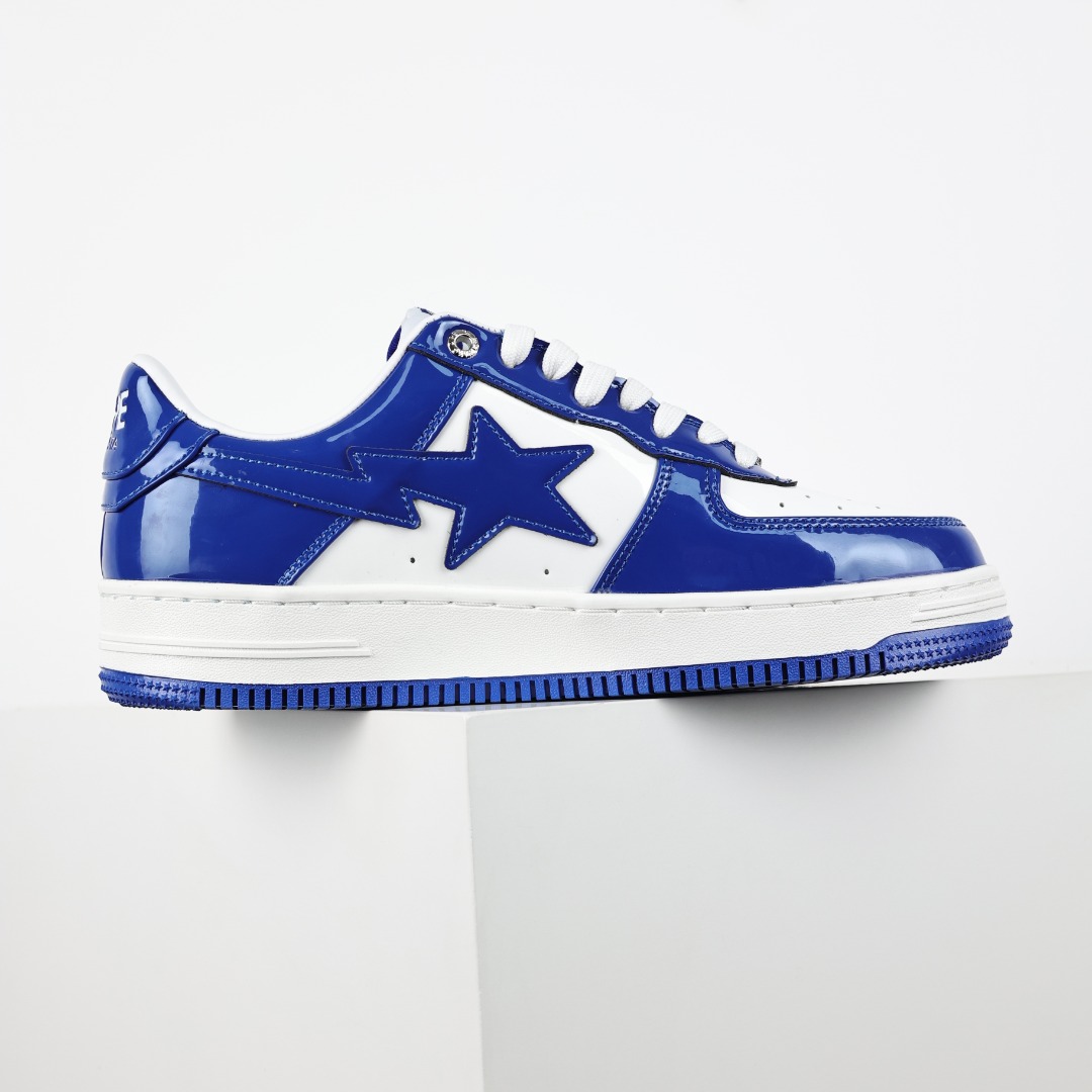 A Bathing Ape BAPE STA Low Patent Sneakers Blue/White