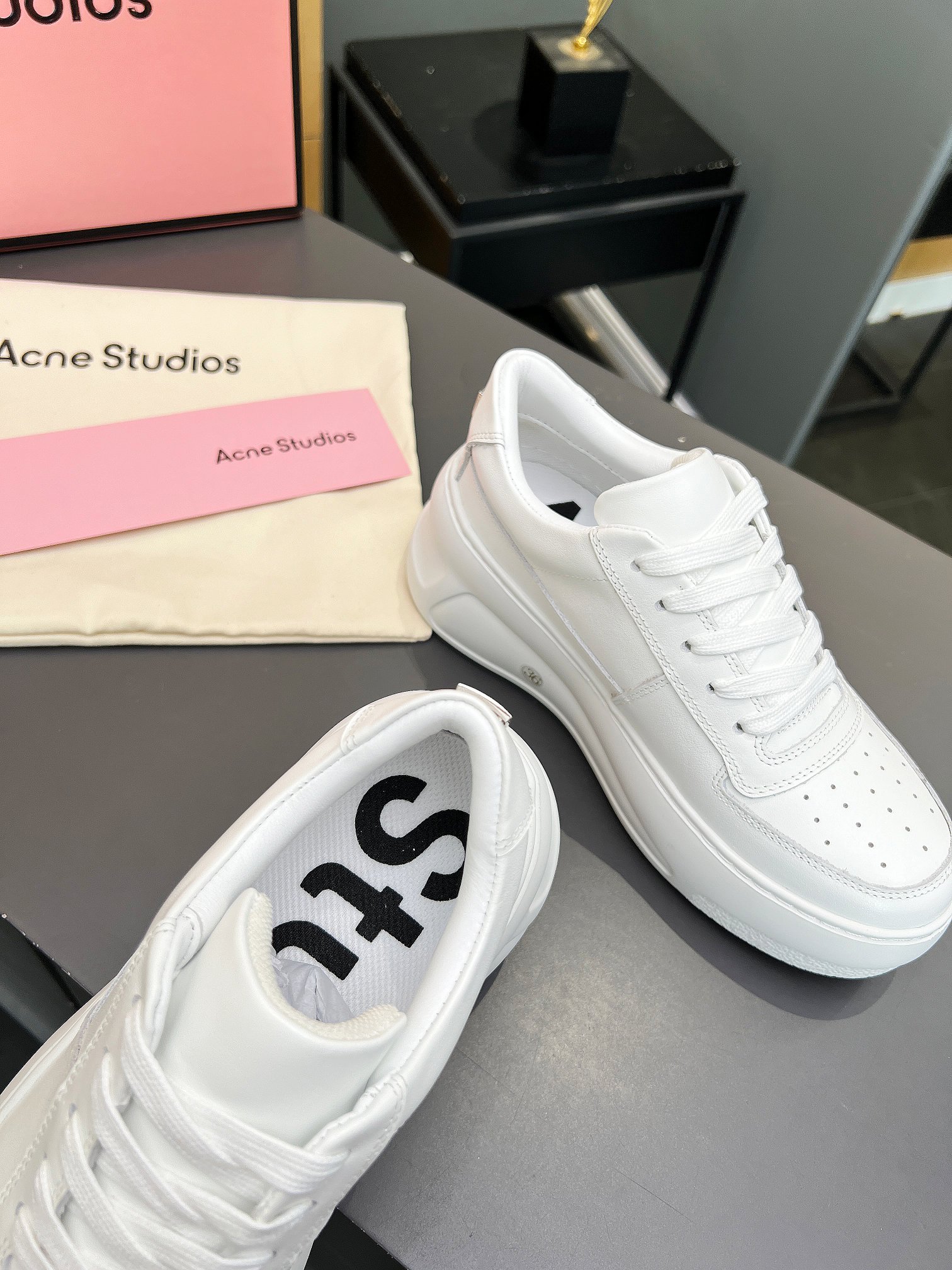 Acne Studios Platform Velcro Sneakers White