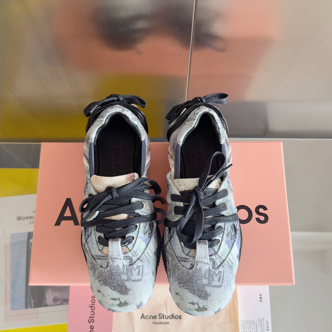 Acne Studios Denim Lace-Up Ballet Flats Multicolor