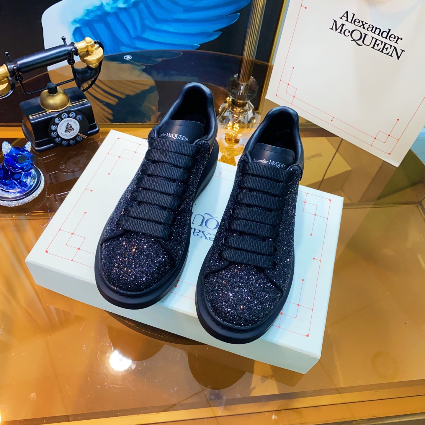 Alexander McQueen Glitter Sneakers Black
