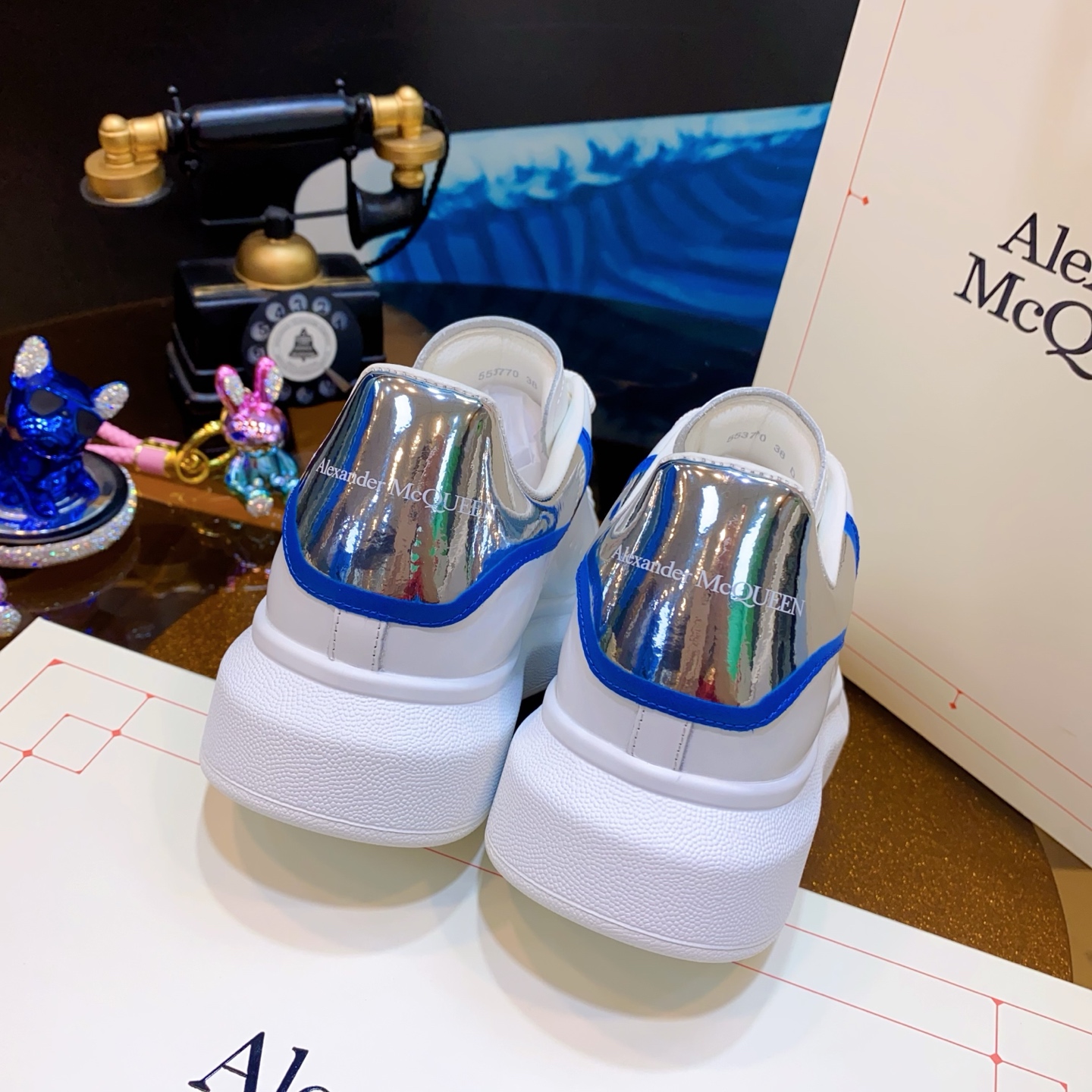 Alexander McQueen Oversized Sneakers White/Blue/Silver