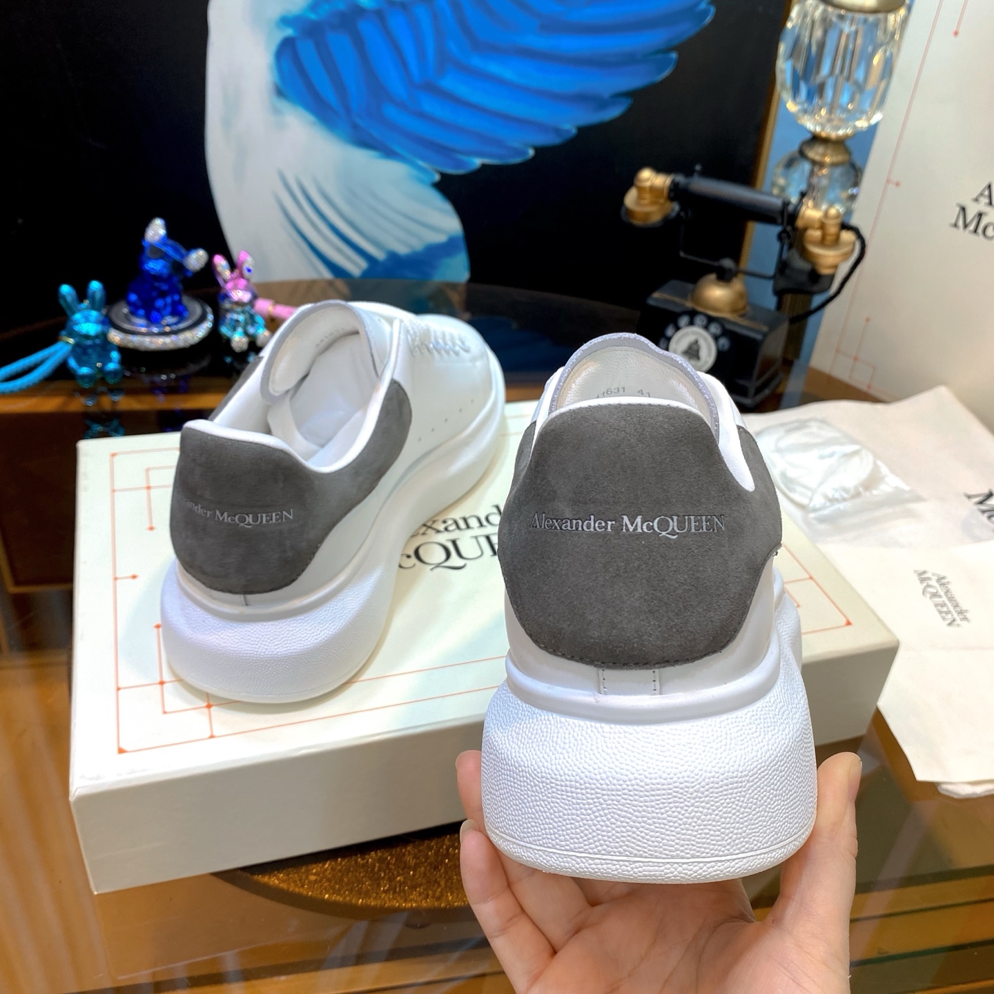 Alexander McQueen Oversized Sneakers White Grey
