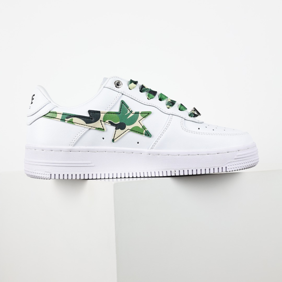 Bape BAPE STA Low Skate Sneakers White Green Camo