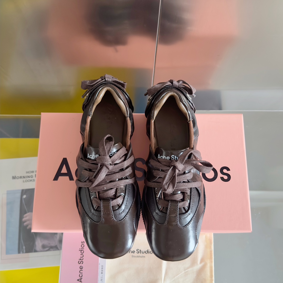 Acne Studios Lace-Up Ballet Shoes Brown