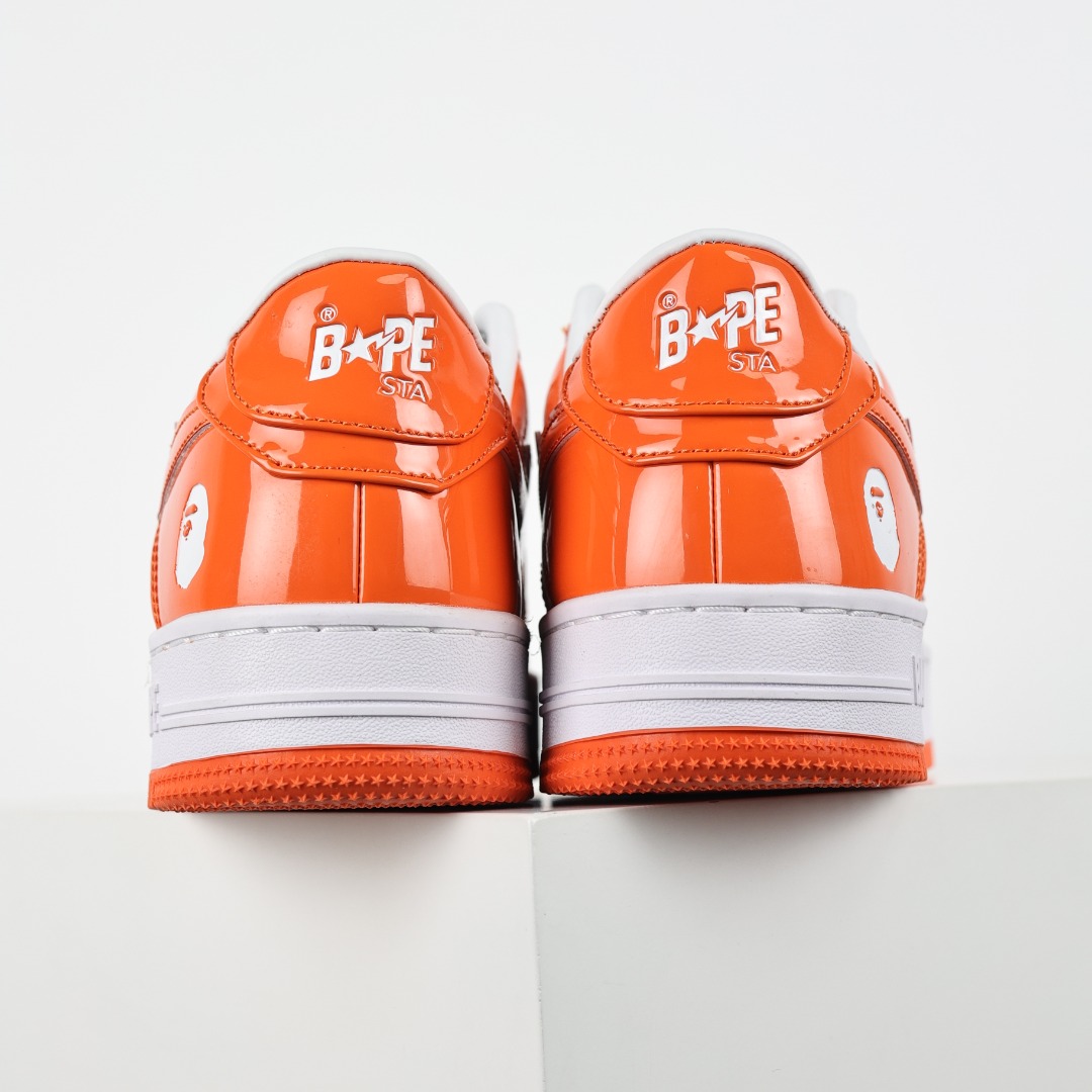 BAPE STA Patent Leather Sneakers Orange