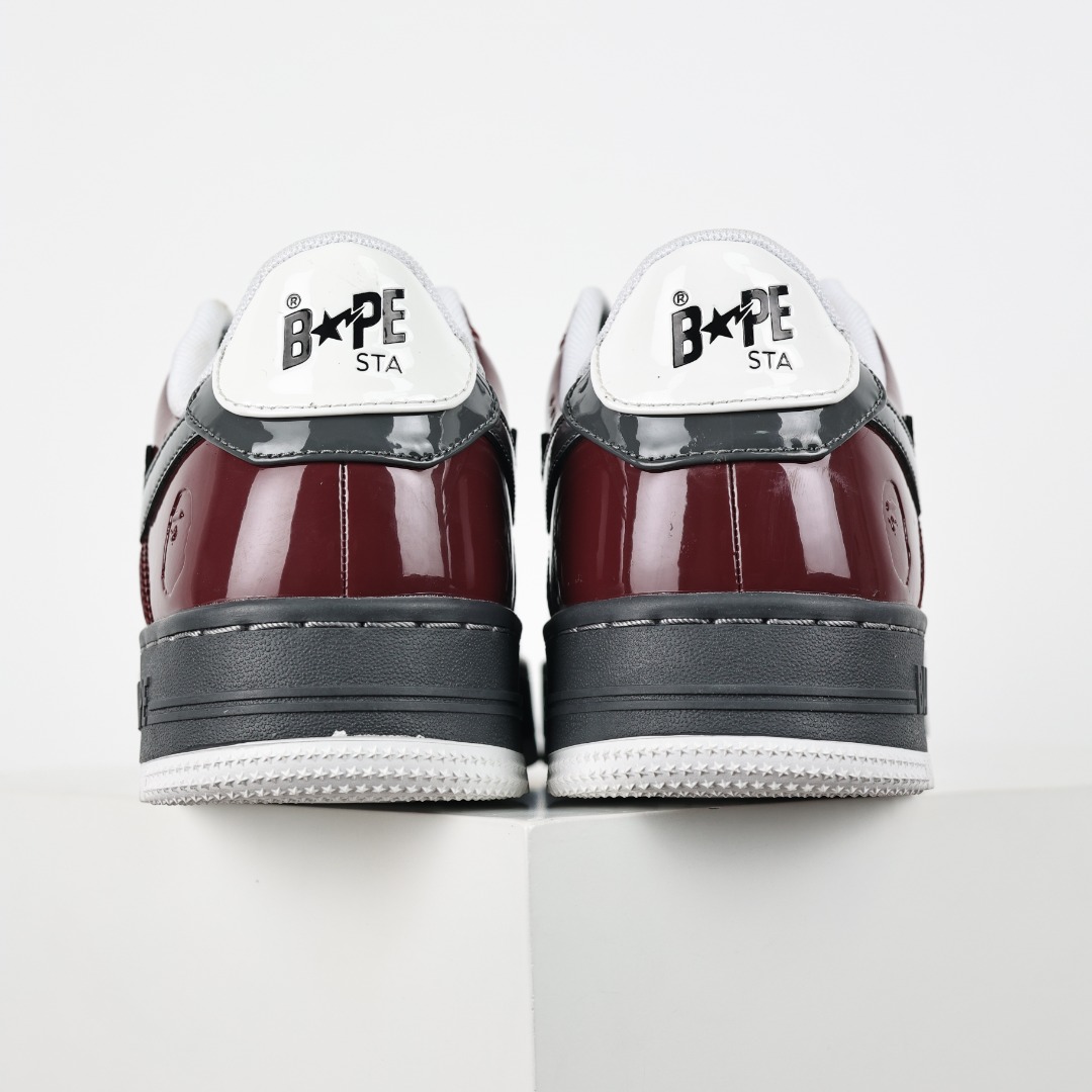 Bape BAPE STA Patent Leather Sneakers Burgundy