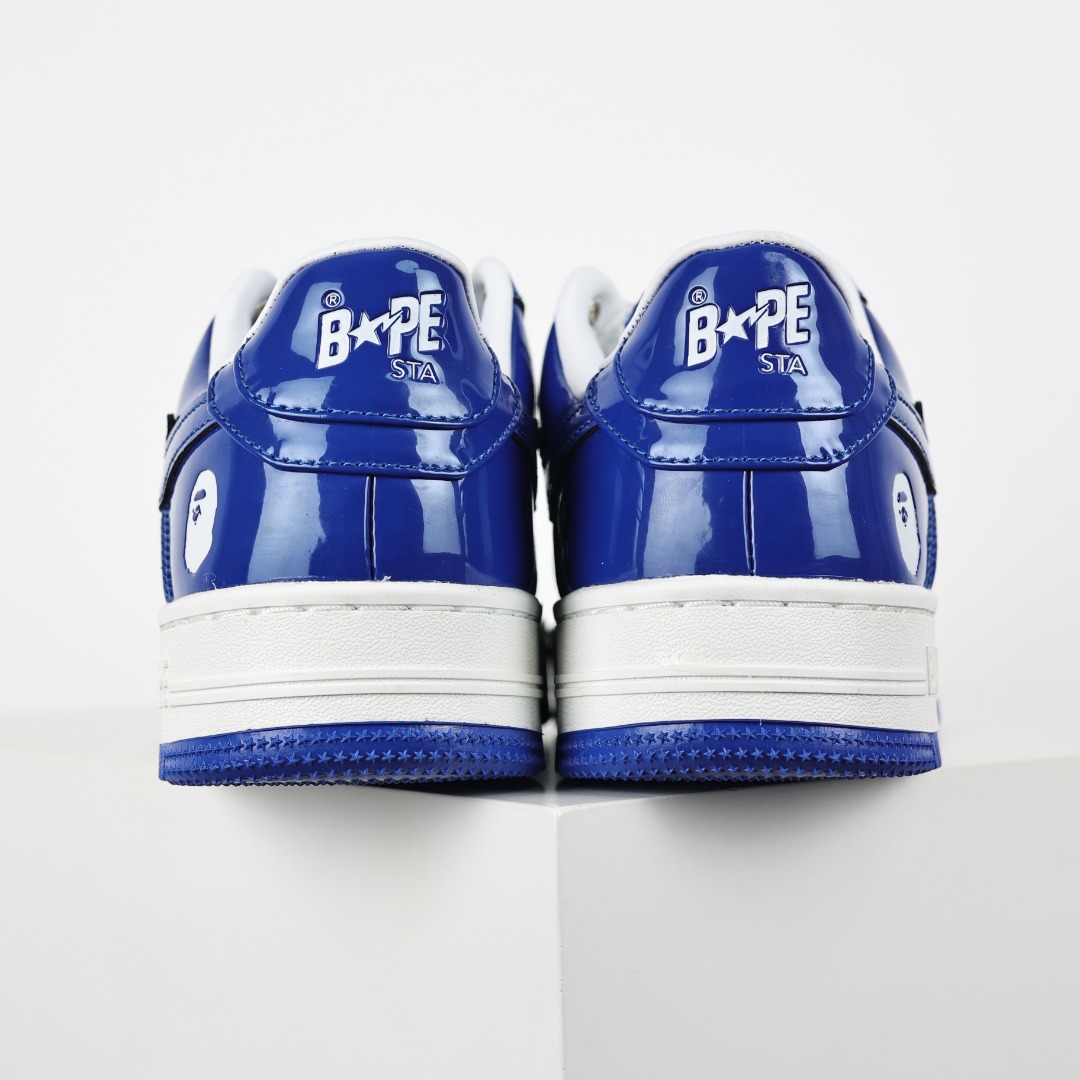 A Bathing Ape BAPE STA Low Patent Sneakers Blue/White