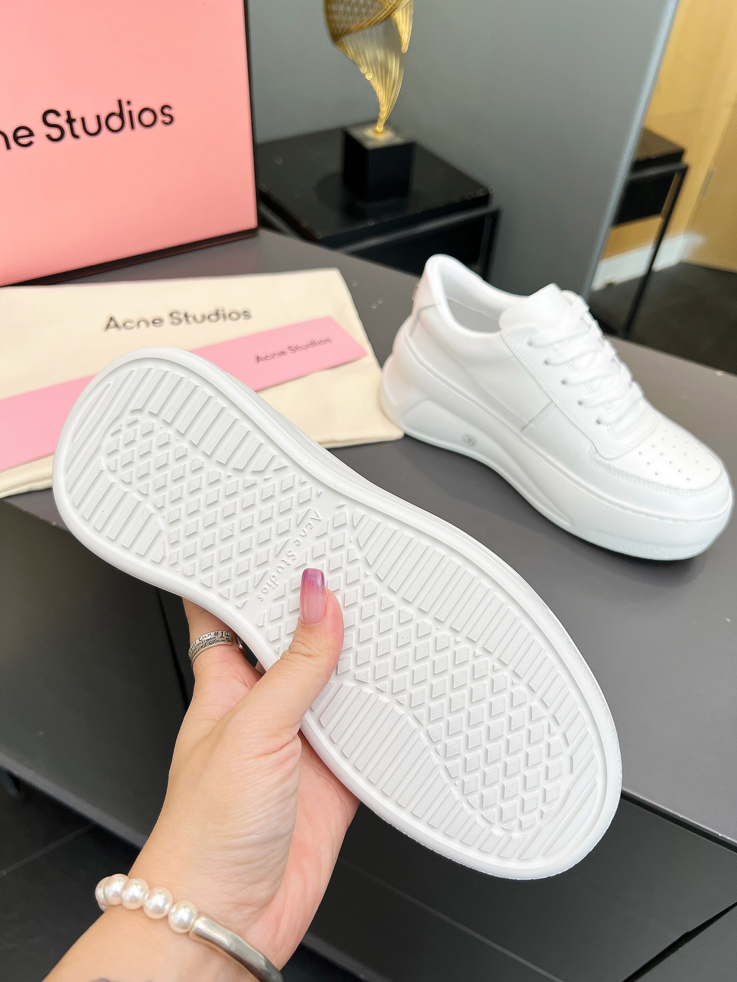 Acne Studios Platform Velcro Sneakers White