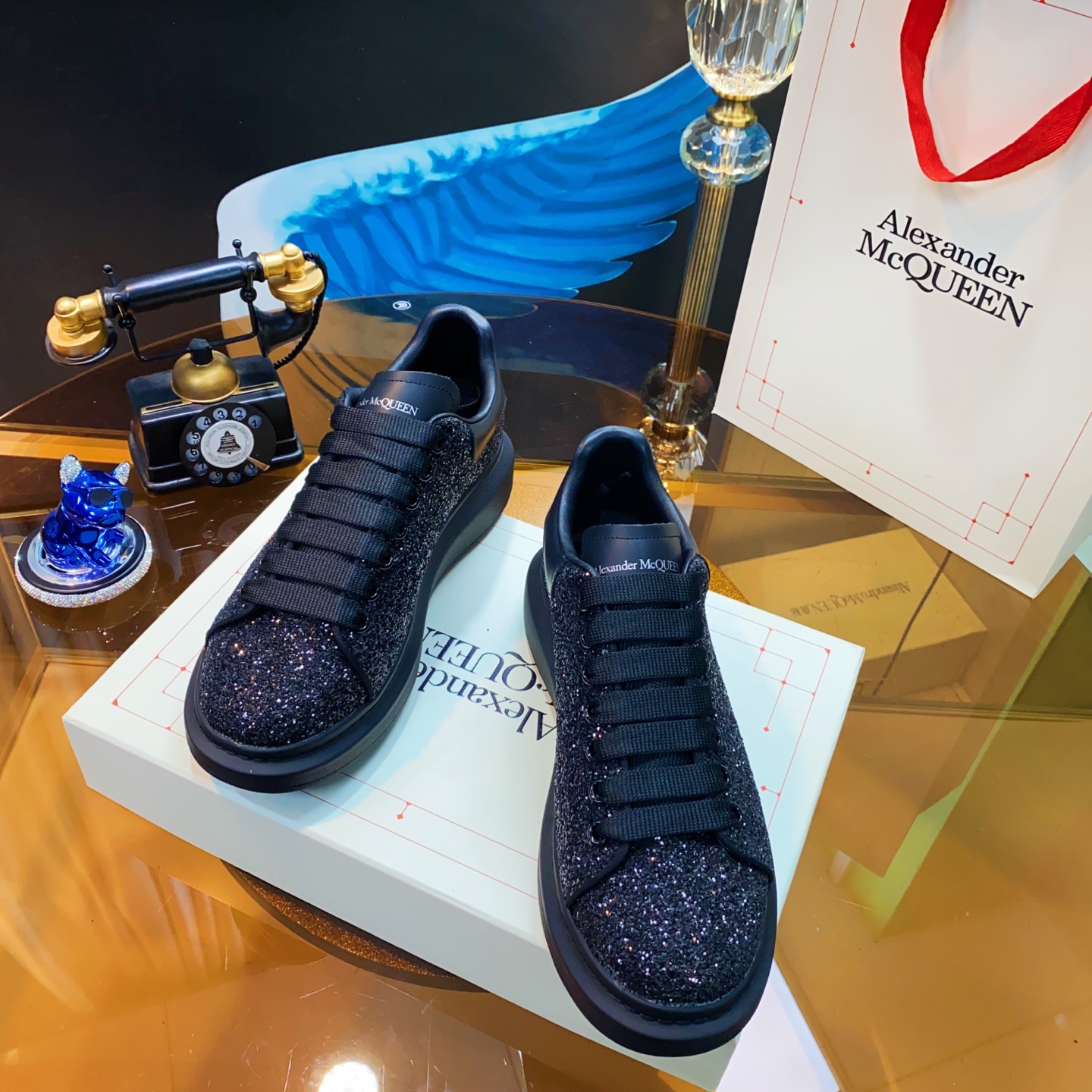 Alexander McQueen Glitter Sneakers Black