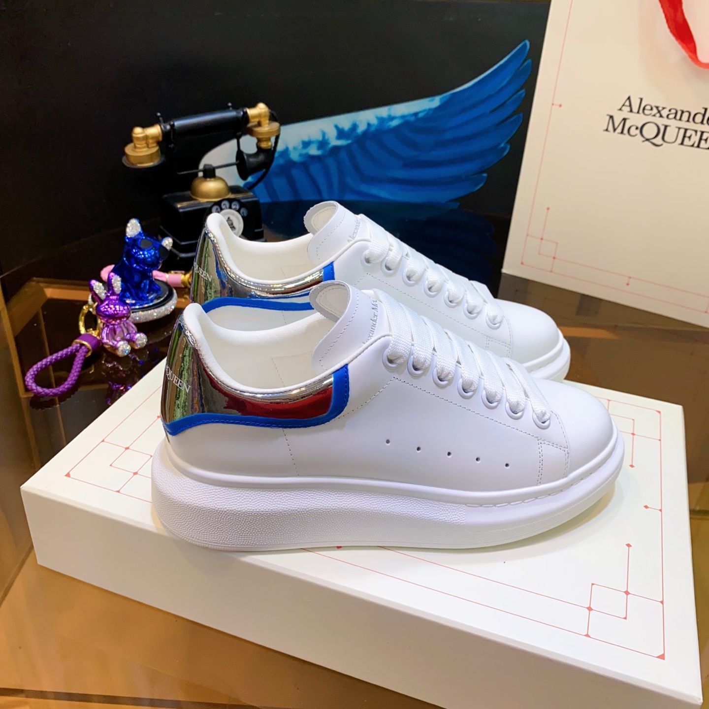 Alexander McQueen Oversized Sneakers White/Blue/Silver