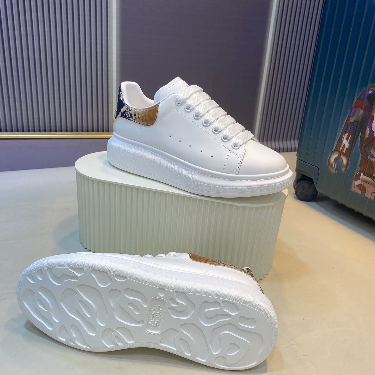 Alexander McQueen Oversized Sneaker White Snakeskin