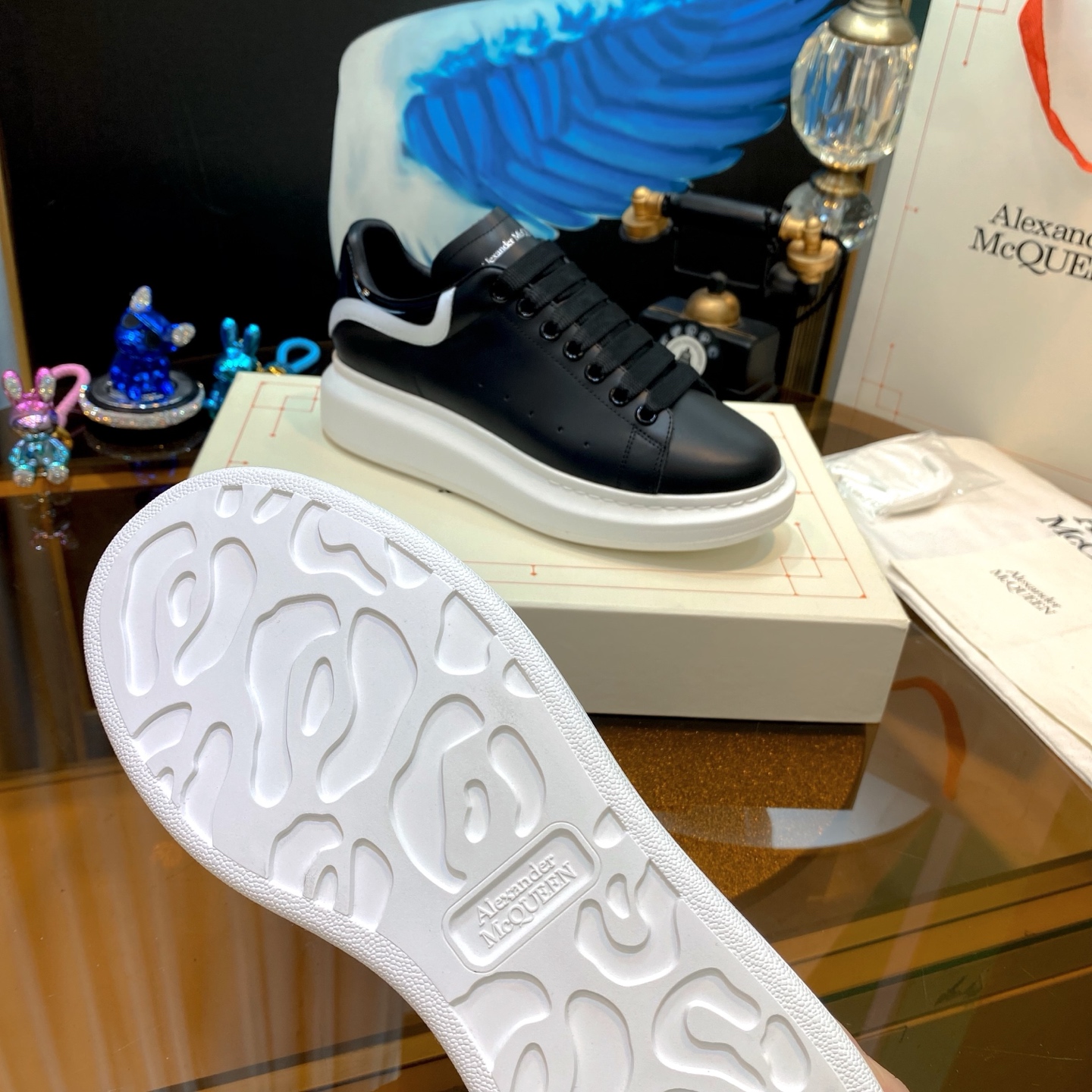 Alexander McQueen Oversized Leather Sneakers Black/White