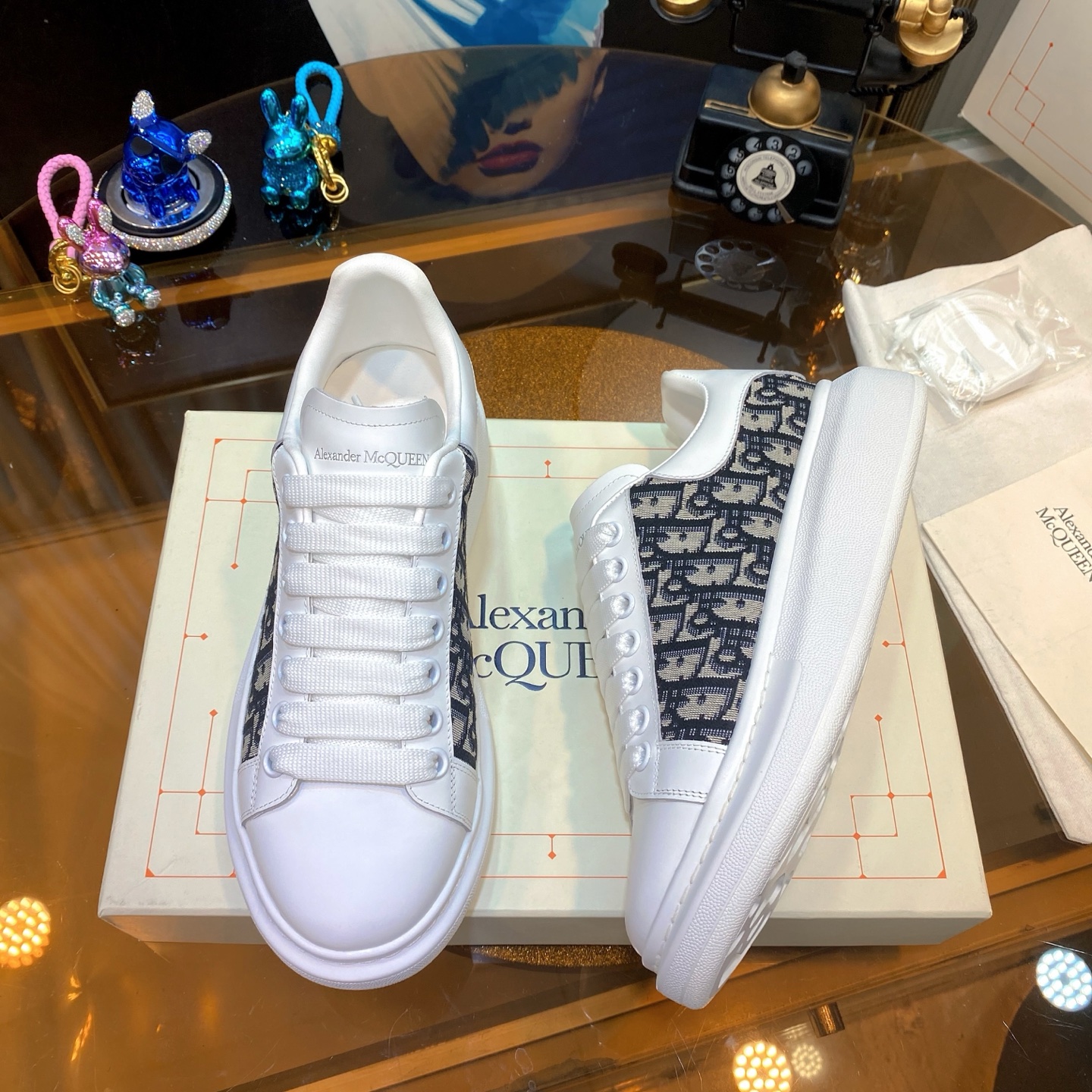 Alexander McQueen Logo Panel Sneakers White/Navy