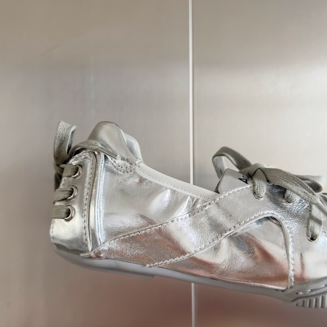 Acne Studios Lace-Up Ballet Sneakers Silver