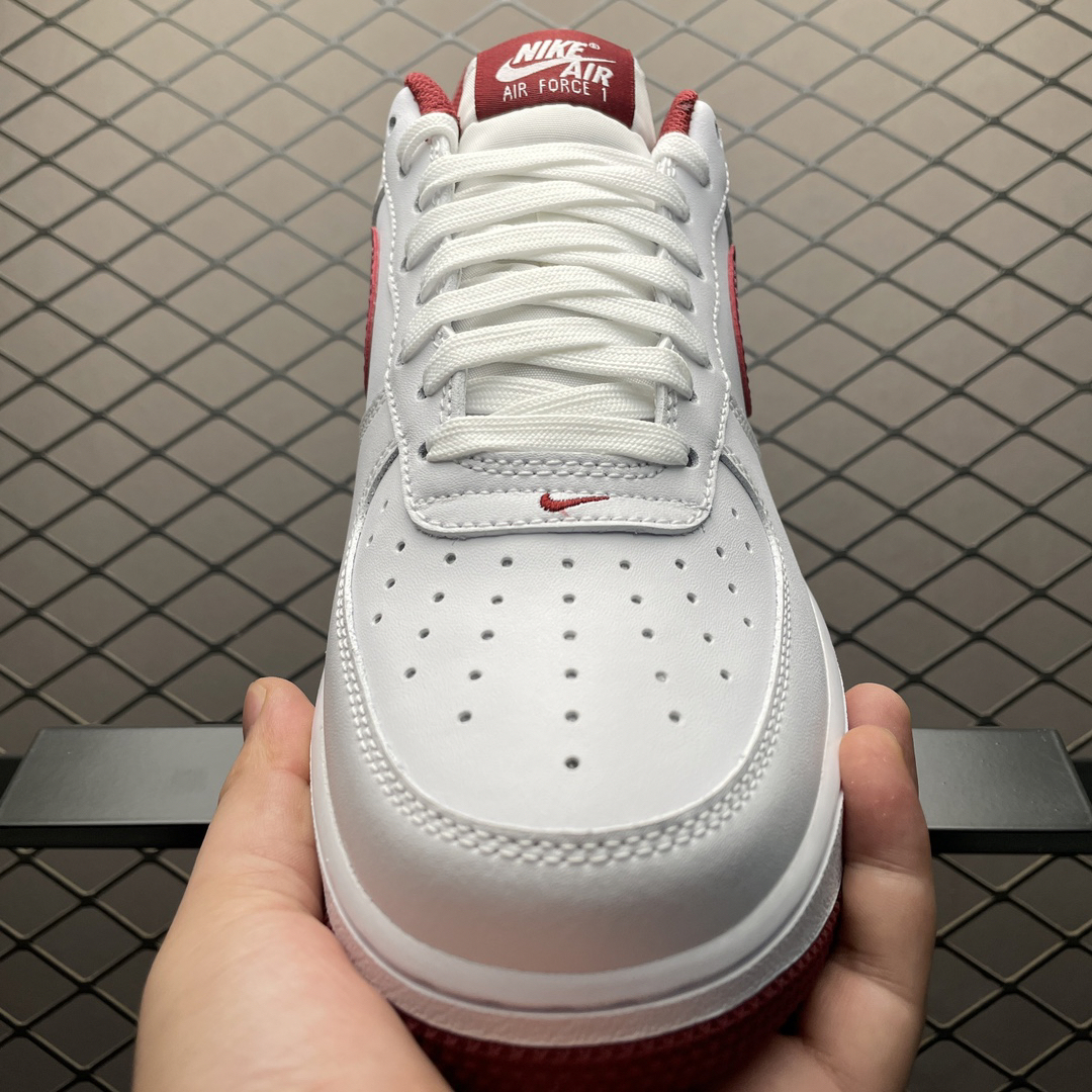 Nike Air Force 1 Low Leather Sneakers White Burgundy