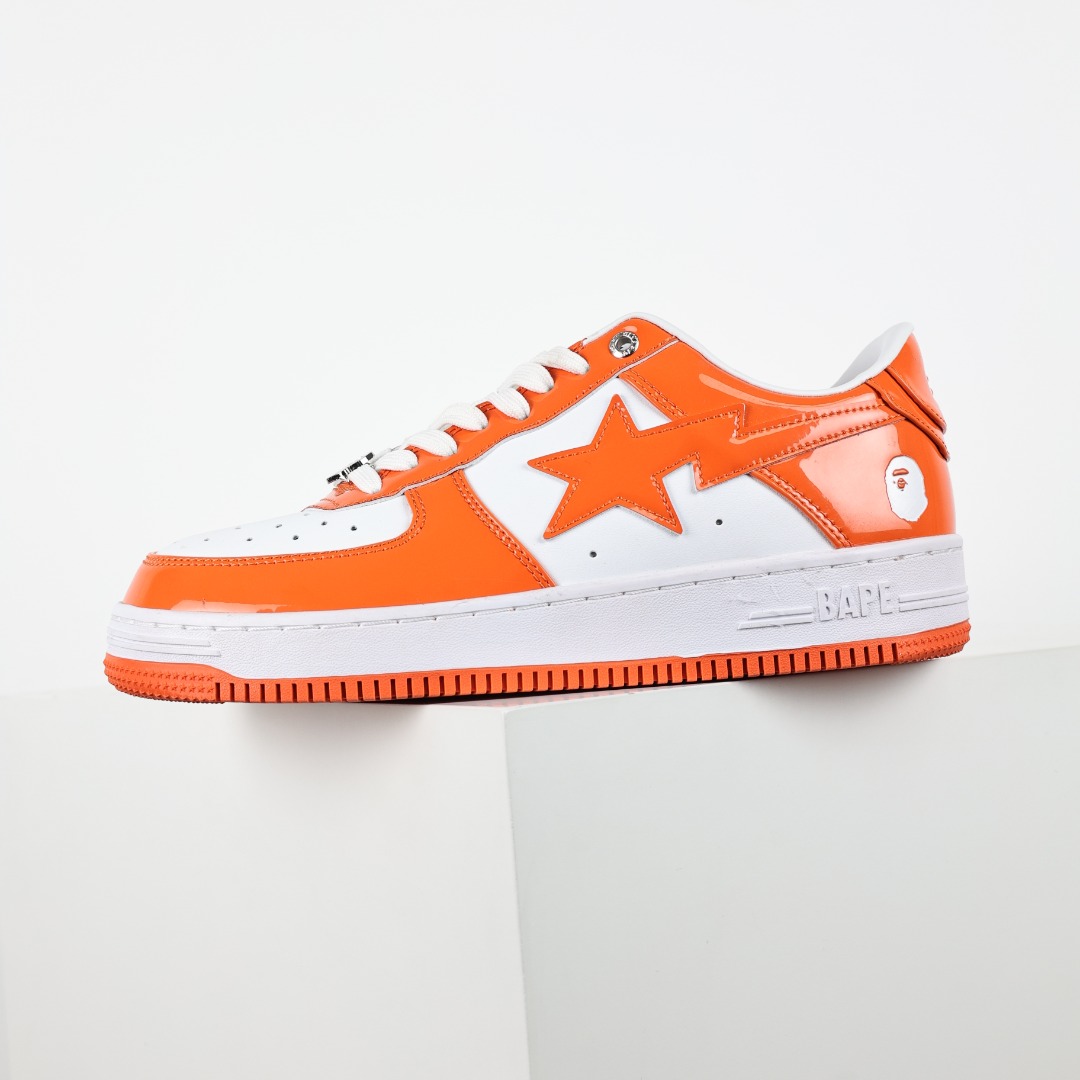 BAPE STA Patent Leather Sneakers Orange