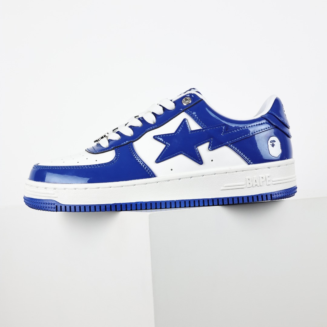 A Bathing Ape BAPE STA Low Patent Sneakers Blue/White
