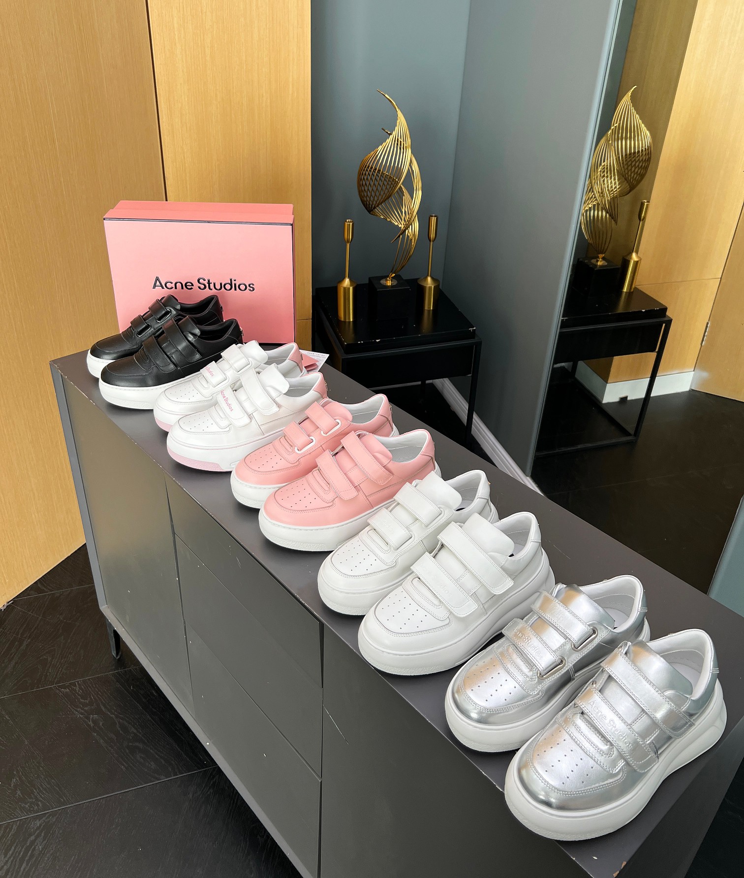 Acne Studios Smiley Velcro Platform Sneakers Pink