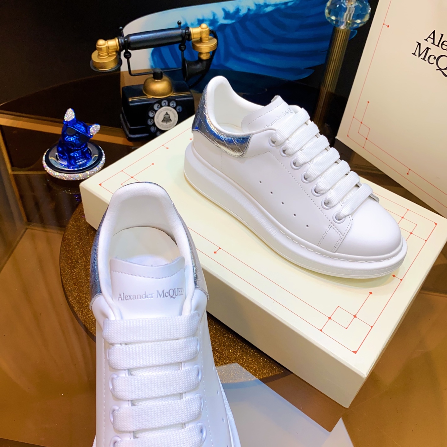 Alexander McQueen Oversized Sneakers White/Silver