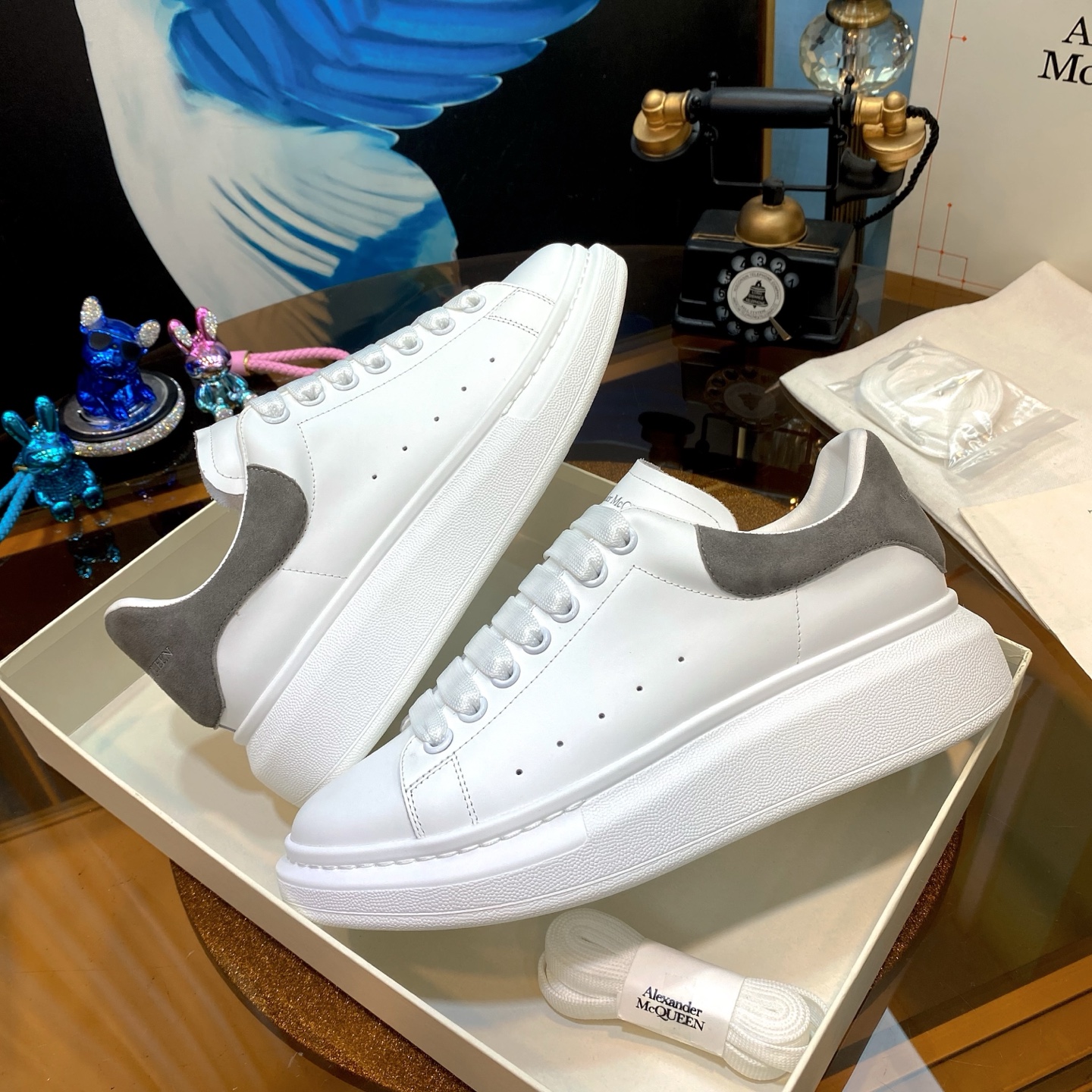 Alexander McQueen Oversized Sneakers White Grey