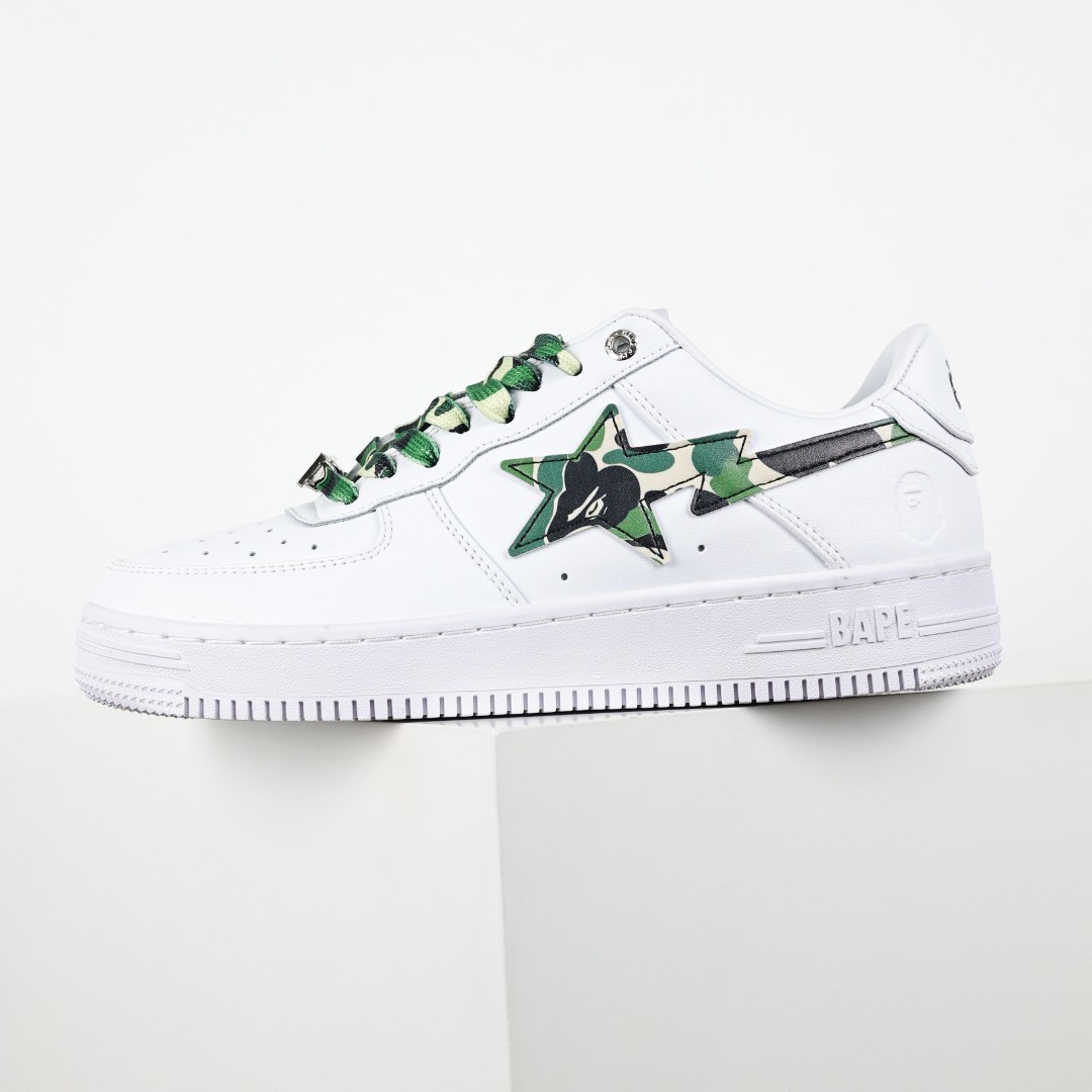 Bape BAPE STA Low Skate Sneakers White Green Camo